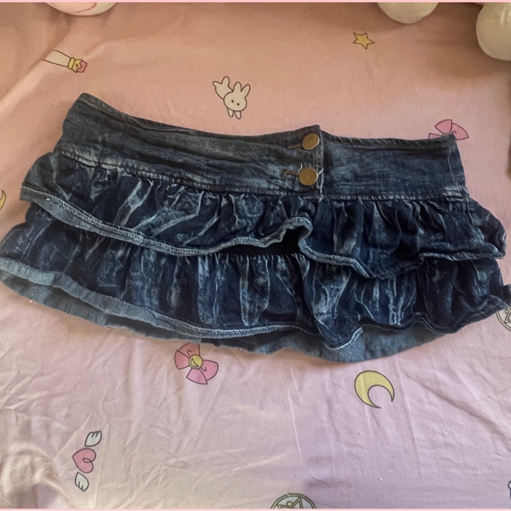 Kawaii mini jean ruffle skirt